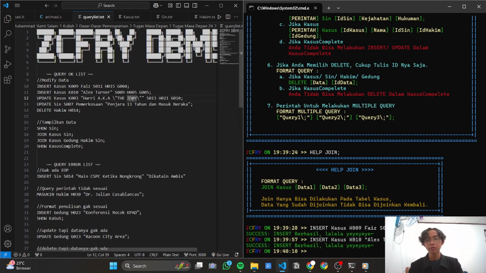 Criminal DBMS, Created With C